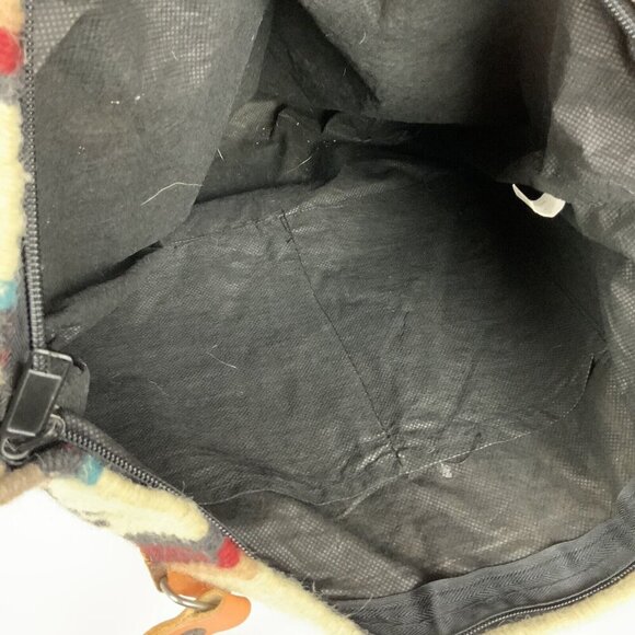 El Paso Saddle Blanket Southwestern Aztec Wool Tote Bag 18x14 Beige Red - Picture 5 of 7